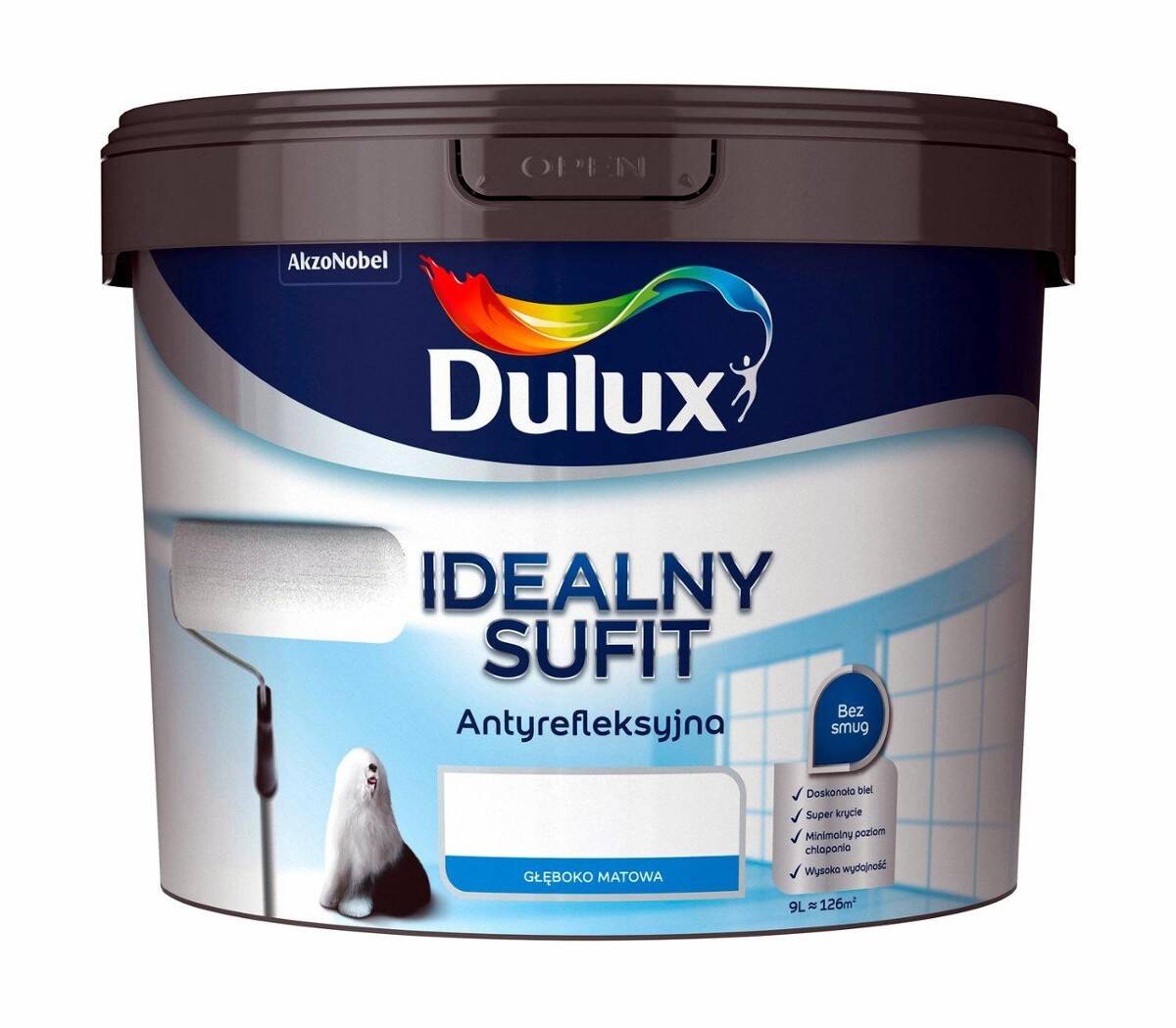 Dulux IDEALNY SUFIT farba biała anytyrefleksyjna głęboko matowa 9l.