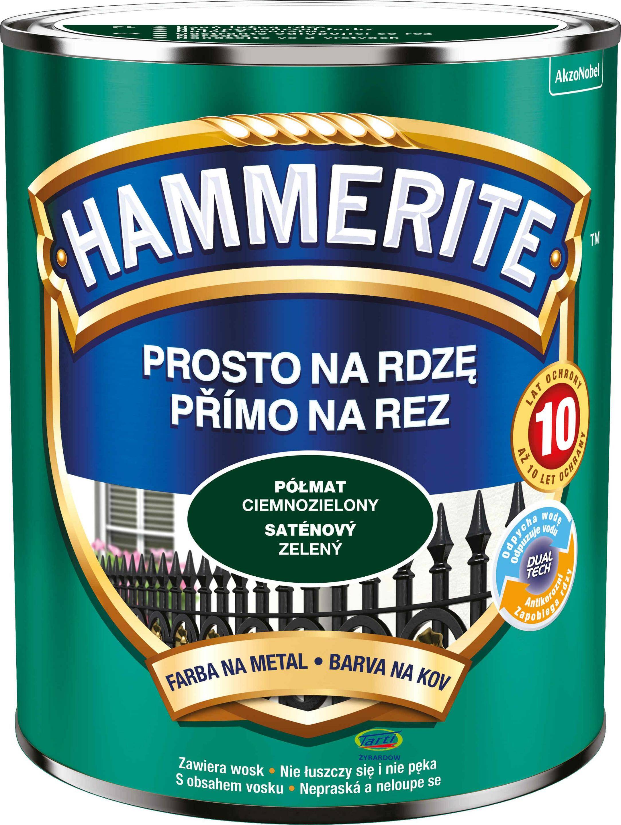 Hammerite Farba Prosto na Rdzę 0,7L Półmat Ciemnozielony