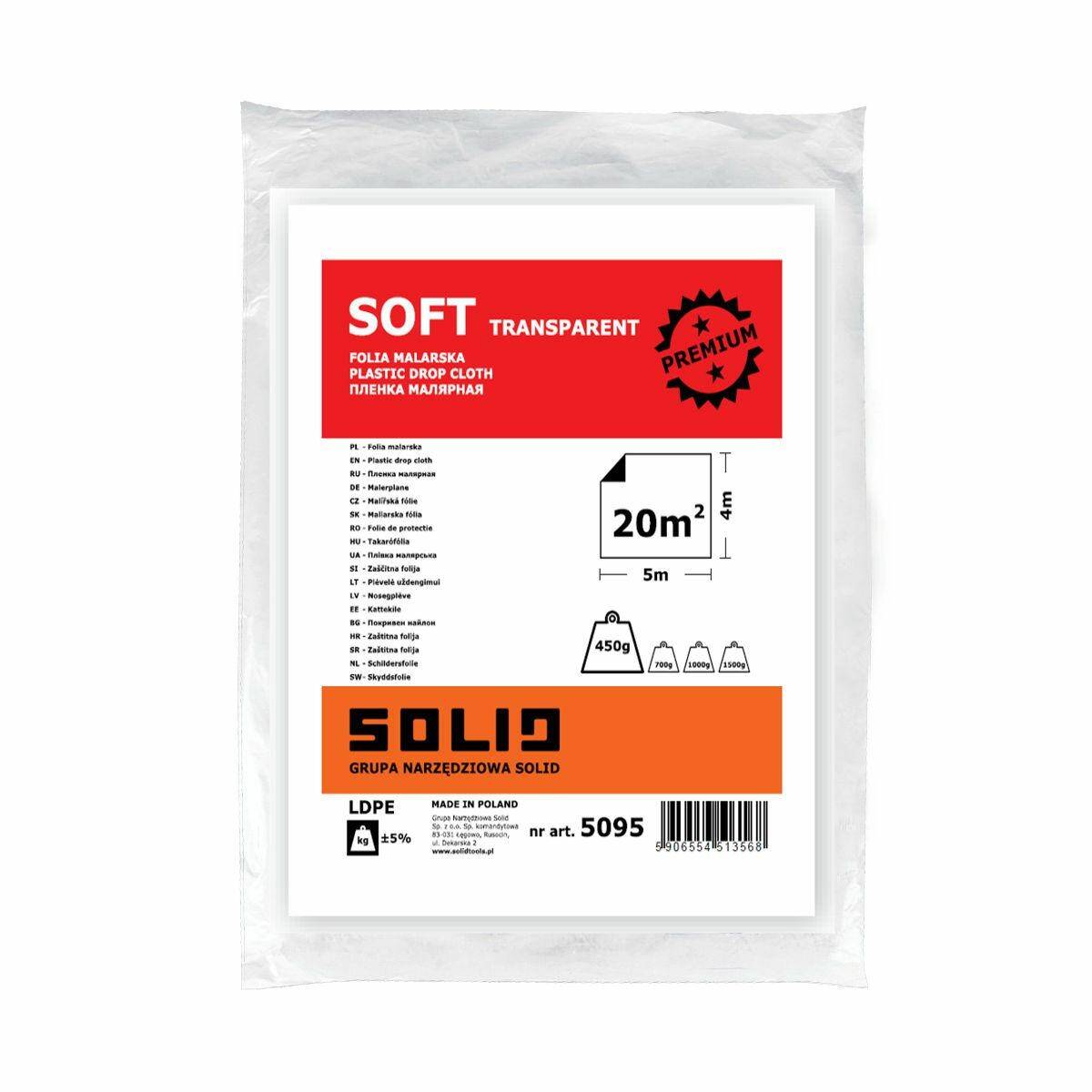 SOLID 5095 folia malarska 4x5m SOFT przezroczysta