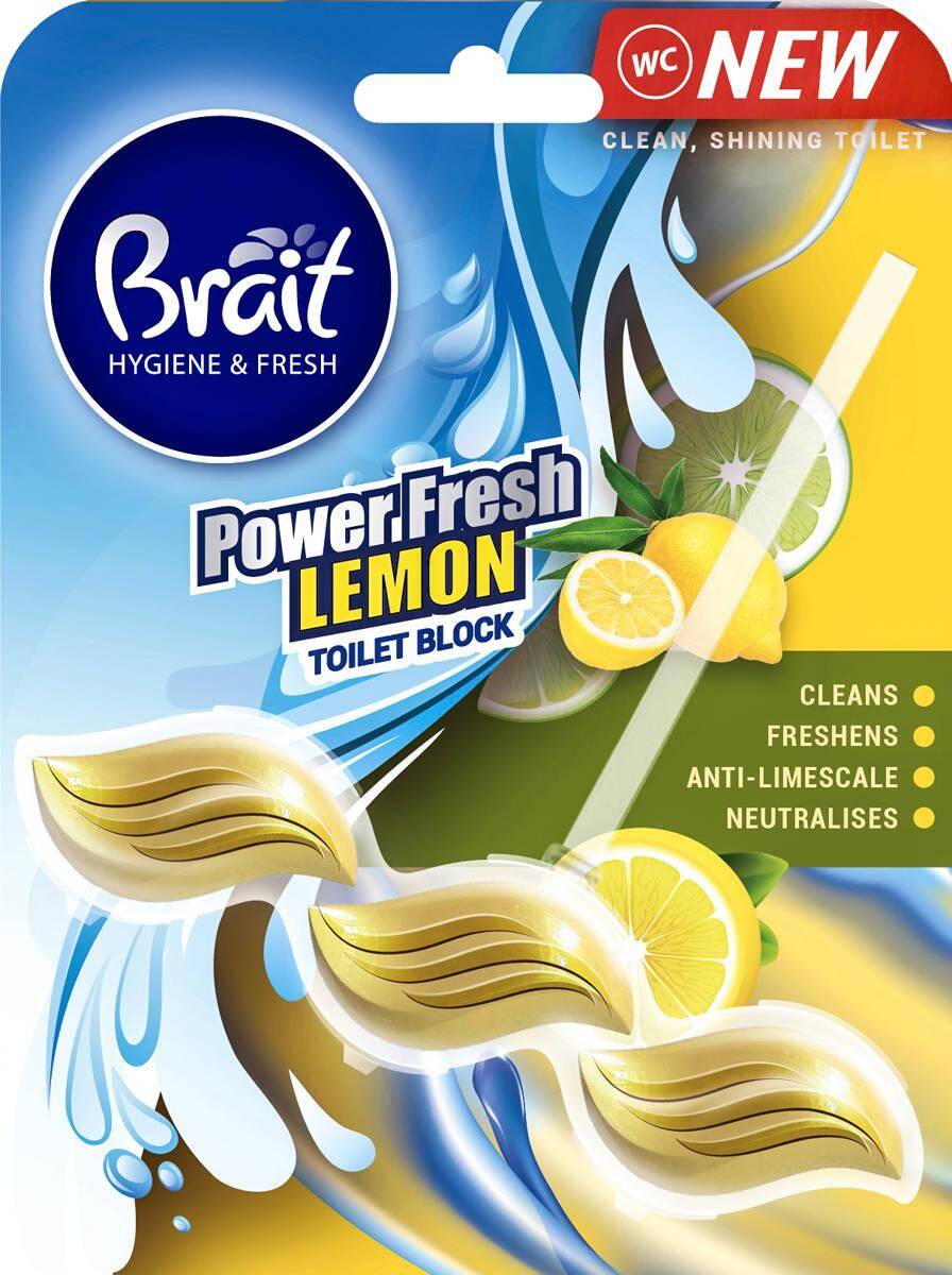 BRAIT KOSTKA 39g LEMON Brait Hygiene & Fresh Kostka do WC Power Fresh Lemon 39g