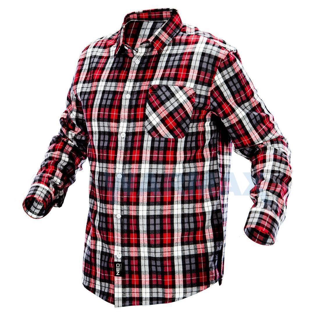 NEO Koszula flanelowa krata czerwono-czarno-biała - rozmiary S-2XL