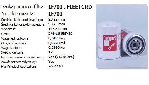 LF701 Filtr oleju silnika Fendt