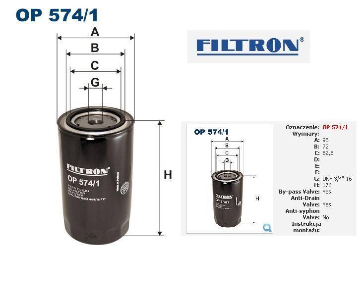 OP574/1 filtorn MF/CLAAS Filtr oleju (Zdjęcie 1)