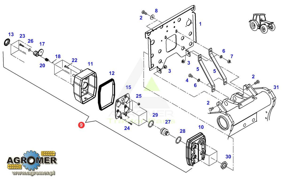 G718960100023 Obudowa gniazd hydr AGCO