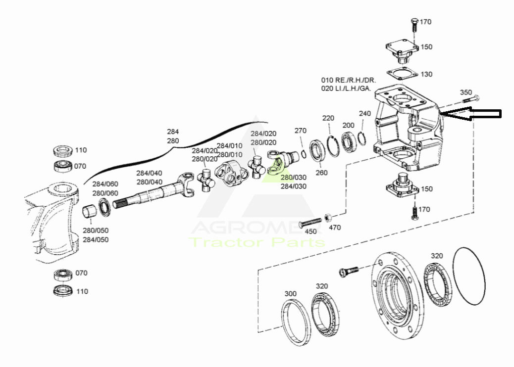 04415063 Korpus zwrotnicy Deutz LH Lewy