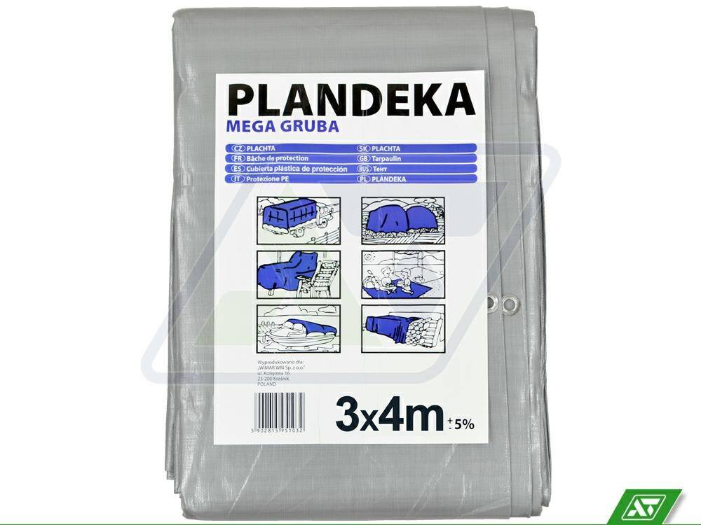 Plandeka srebrno-czarna Mega Gruba 3x4