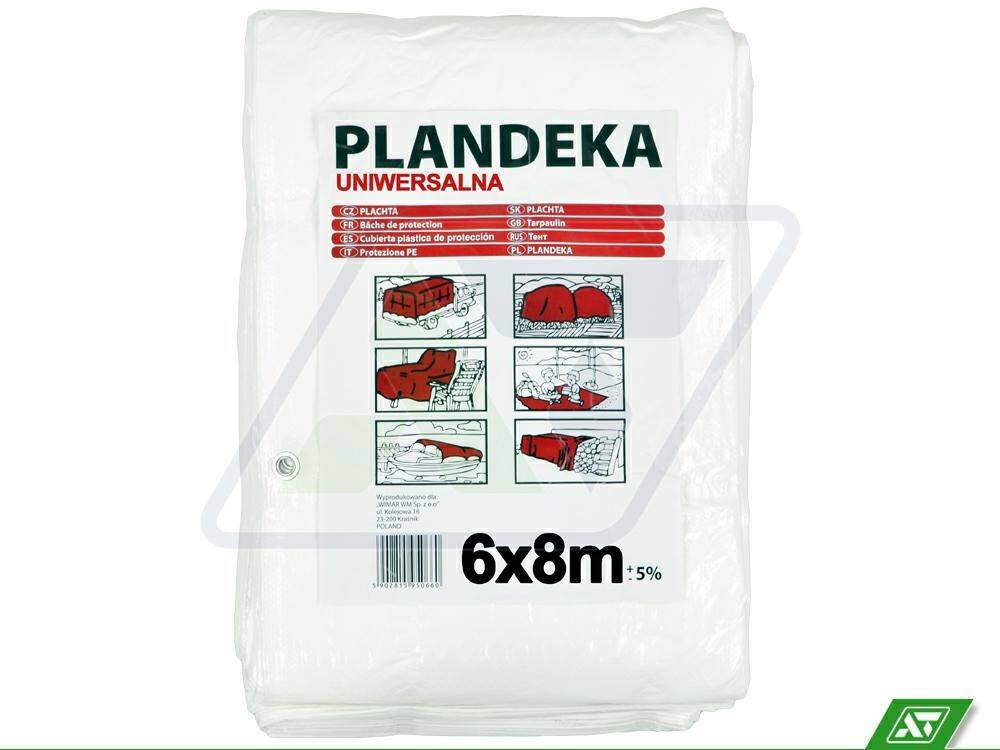 Plandeka biała Uniwersalna 6x8 55 g.