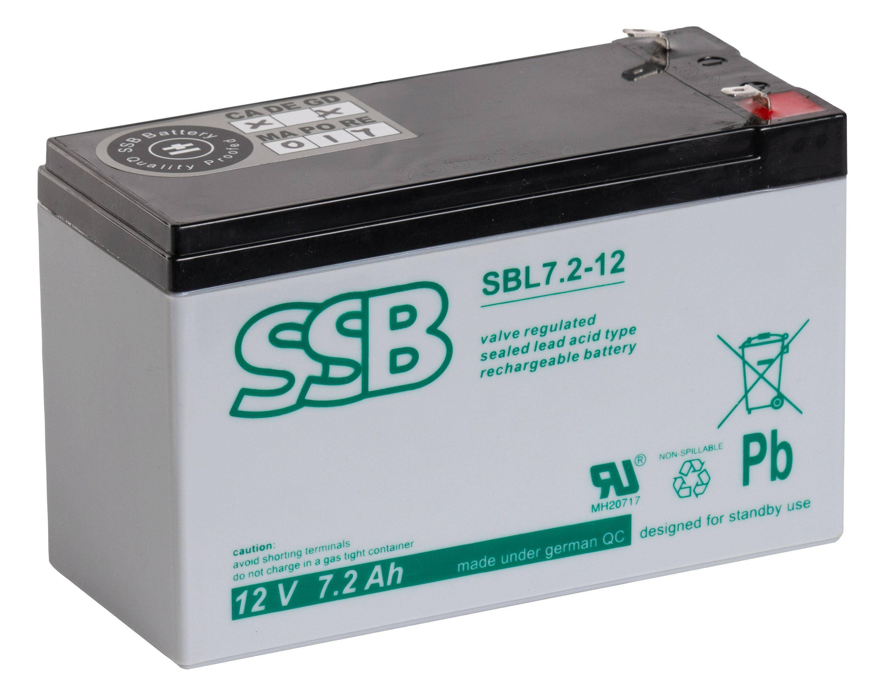Akumulator SBL 7,2 12V faston 6,3 mm