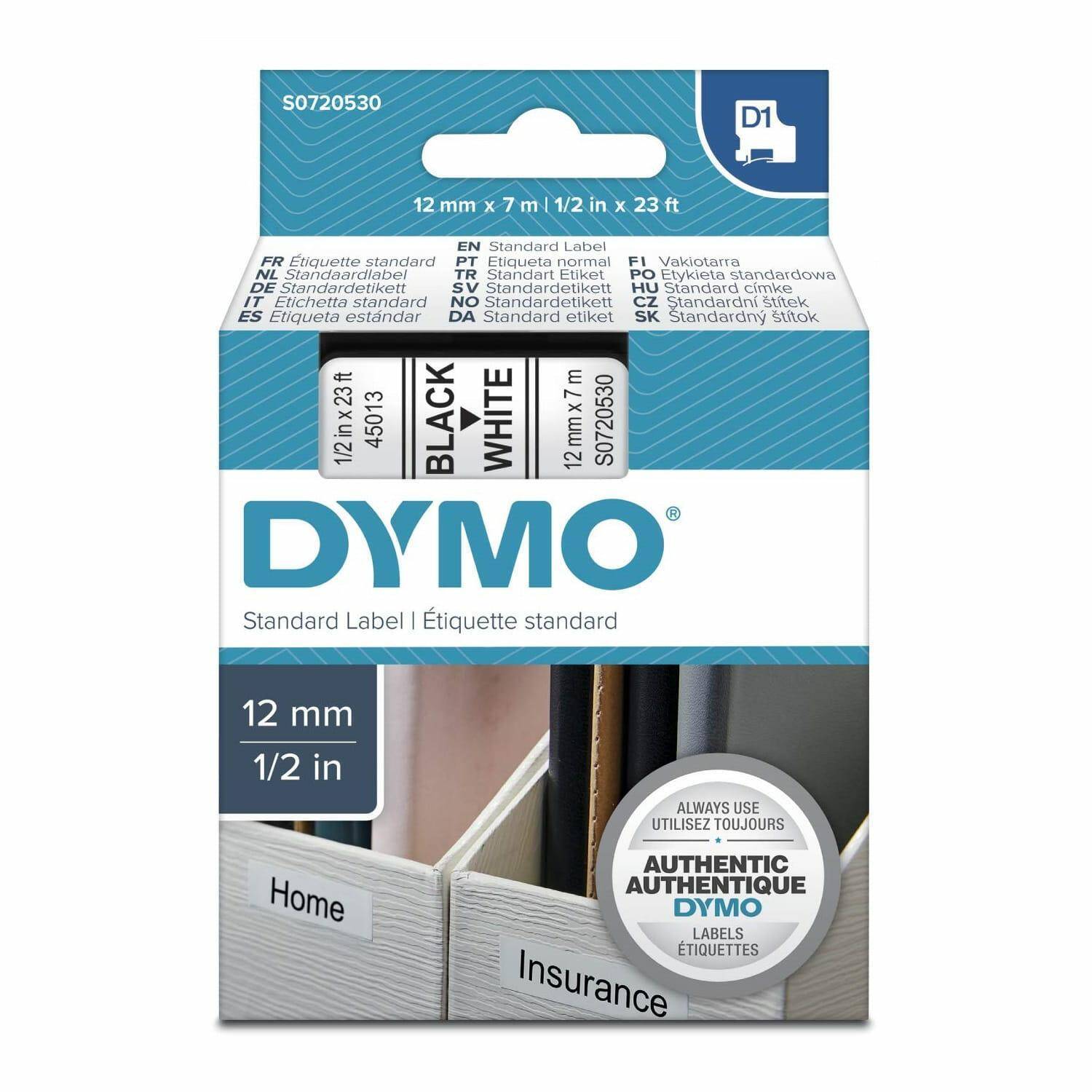 DYMO Taśma D1 - 12 mm x 7 m, czarny /