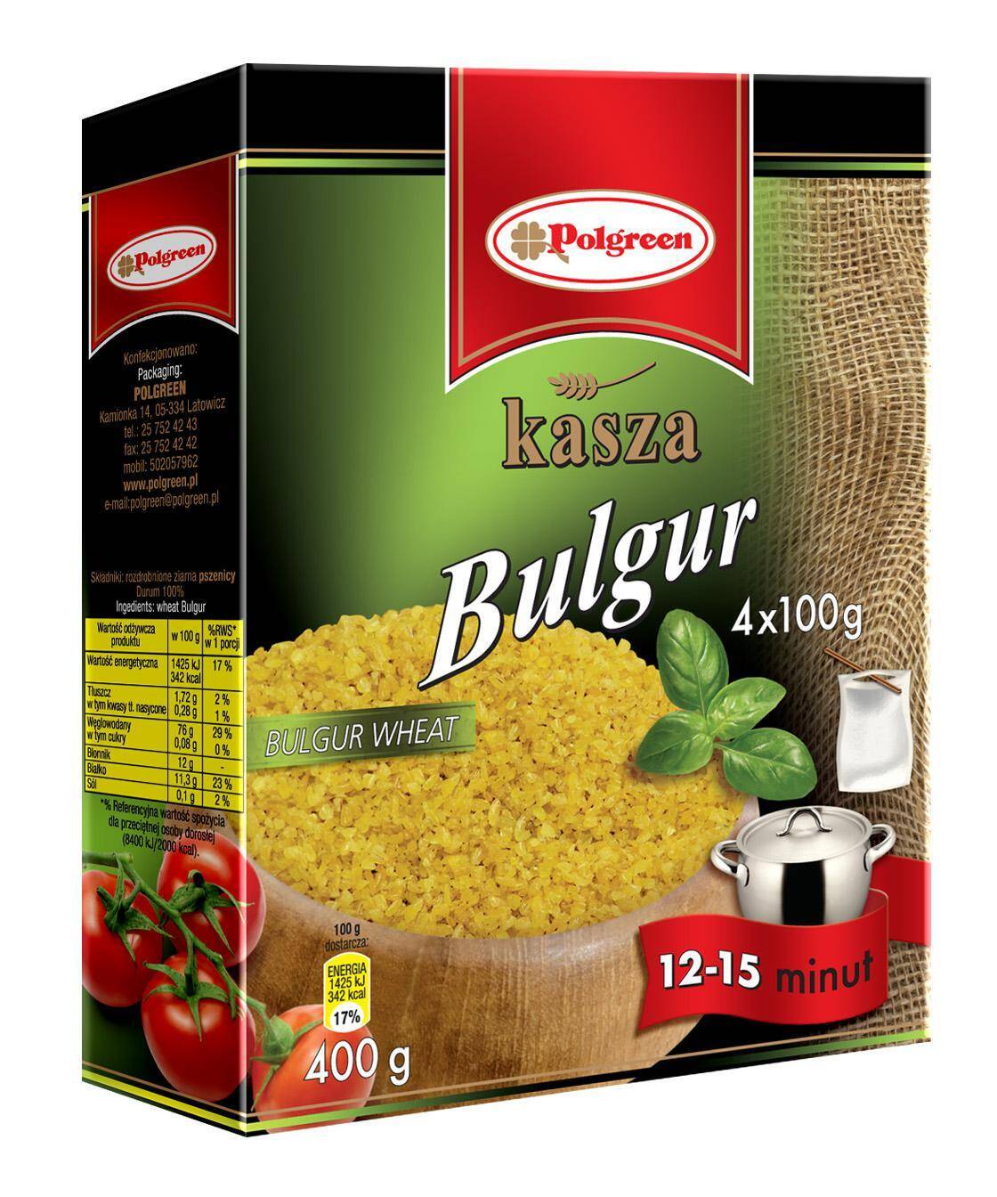 POLGREEN Kasza bulgur 4x100g*12