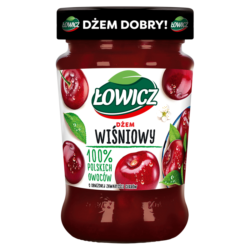 ŁOWICZ dżem wiśnia 280g*8. TERMIN 03.25