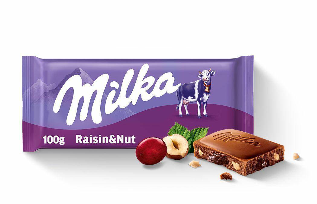 MILKA czek. Z RODZYNKAM+ORZ.100g*22