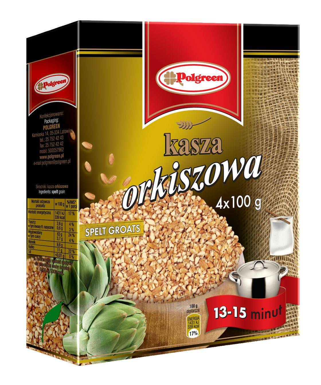 POLGREEN Kasza Orkiszowa 4x100g*6