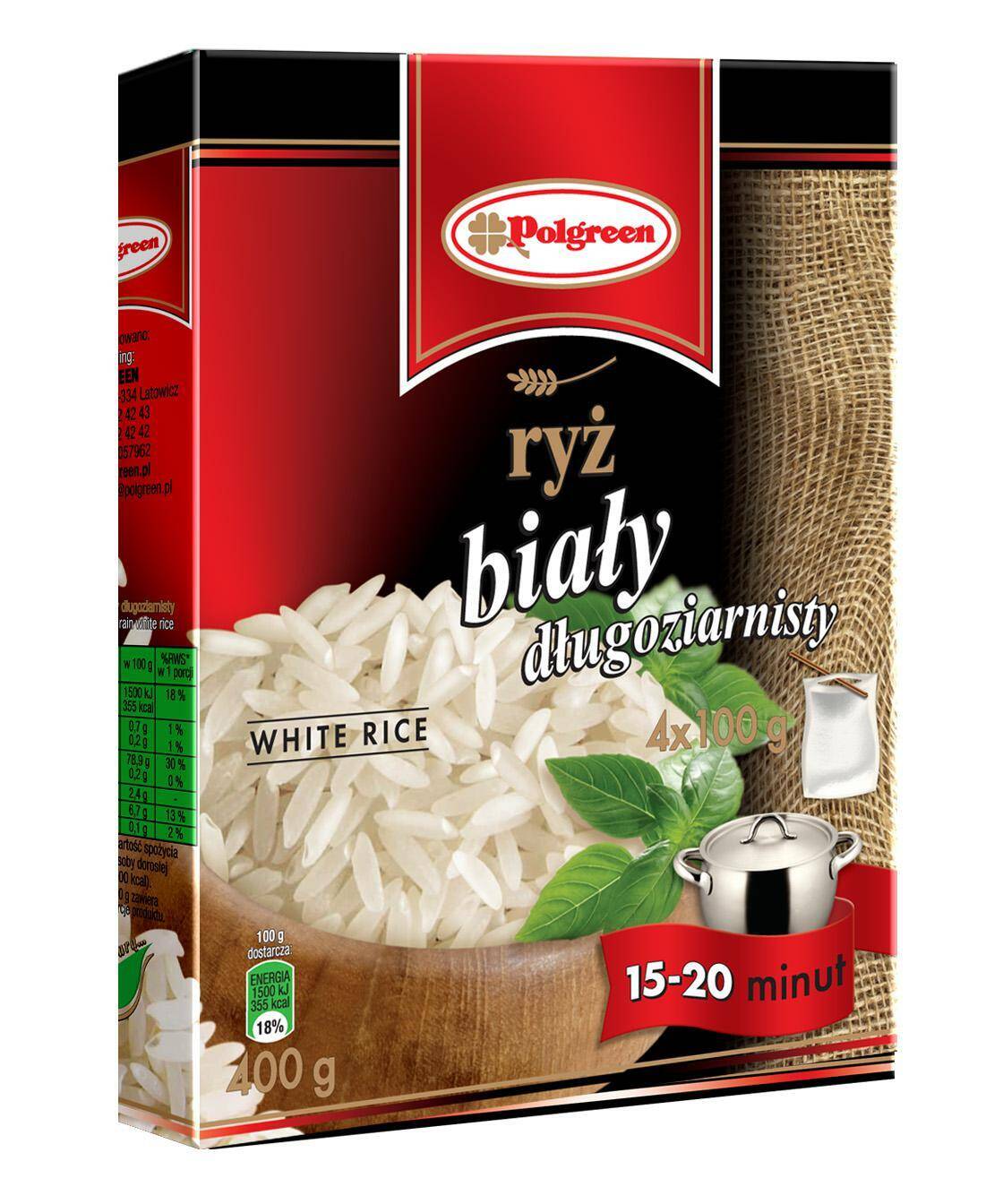 POLGREEN ryż biały 4x100g*12.