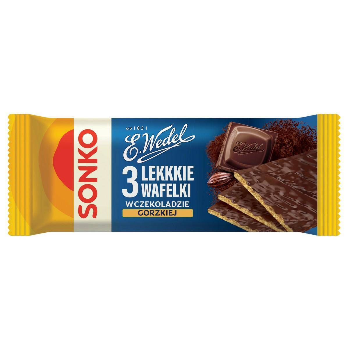 SONKO wafle LEKKIE w GORZKIEJ czekoladzie Wedel 36g [11]