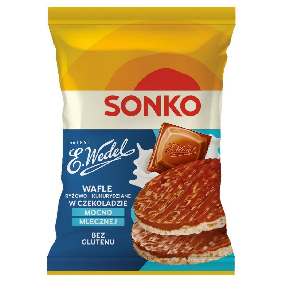 SONKO wafle RYŻOWO-KUKURYDZIANE w MLECZNEJ czekoladzie Wedel 30g [16]