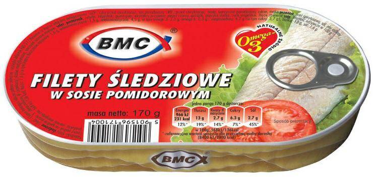 BMC filety ŚLEDZIOWY w sosie pomidorowym 170g [12]
