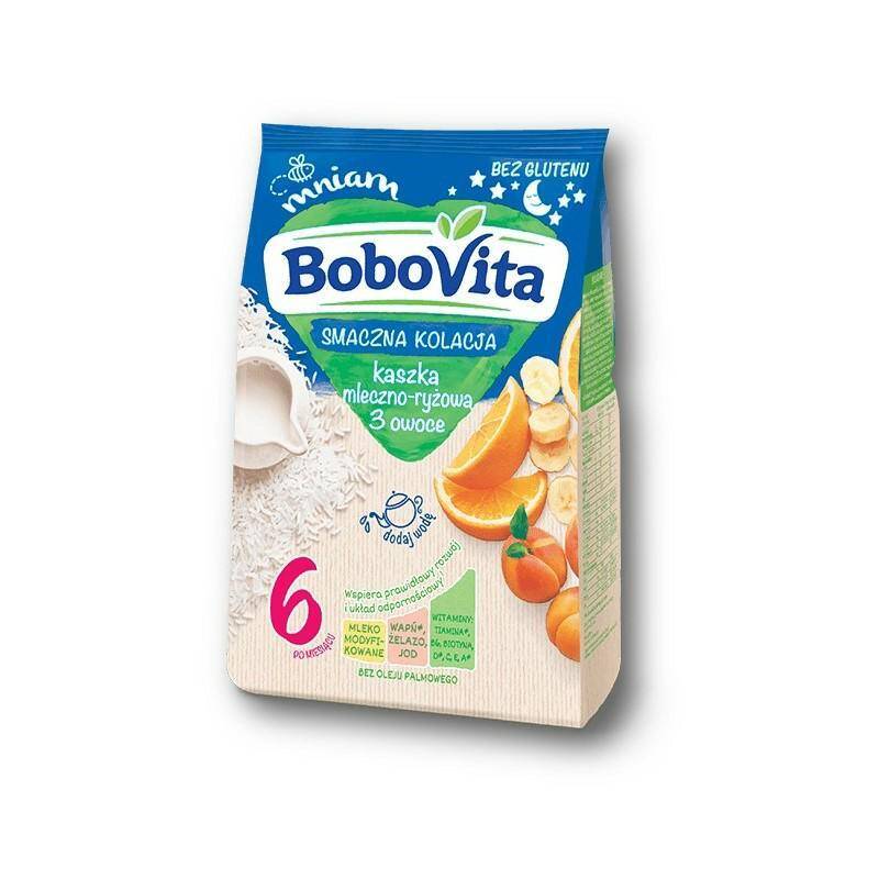 BOBOVITA kaszka mleczno-ryżowa 3 OWOCE 230g [9]