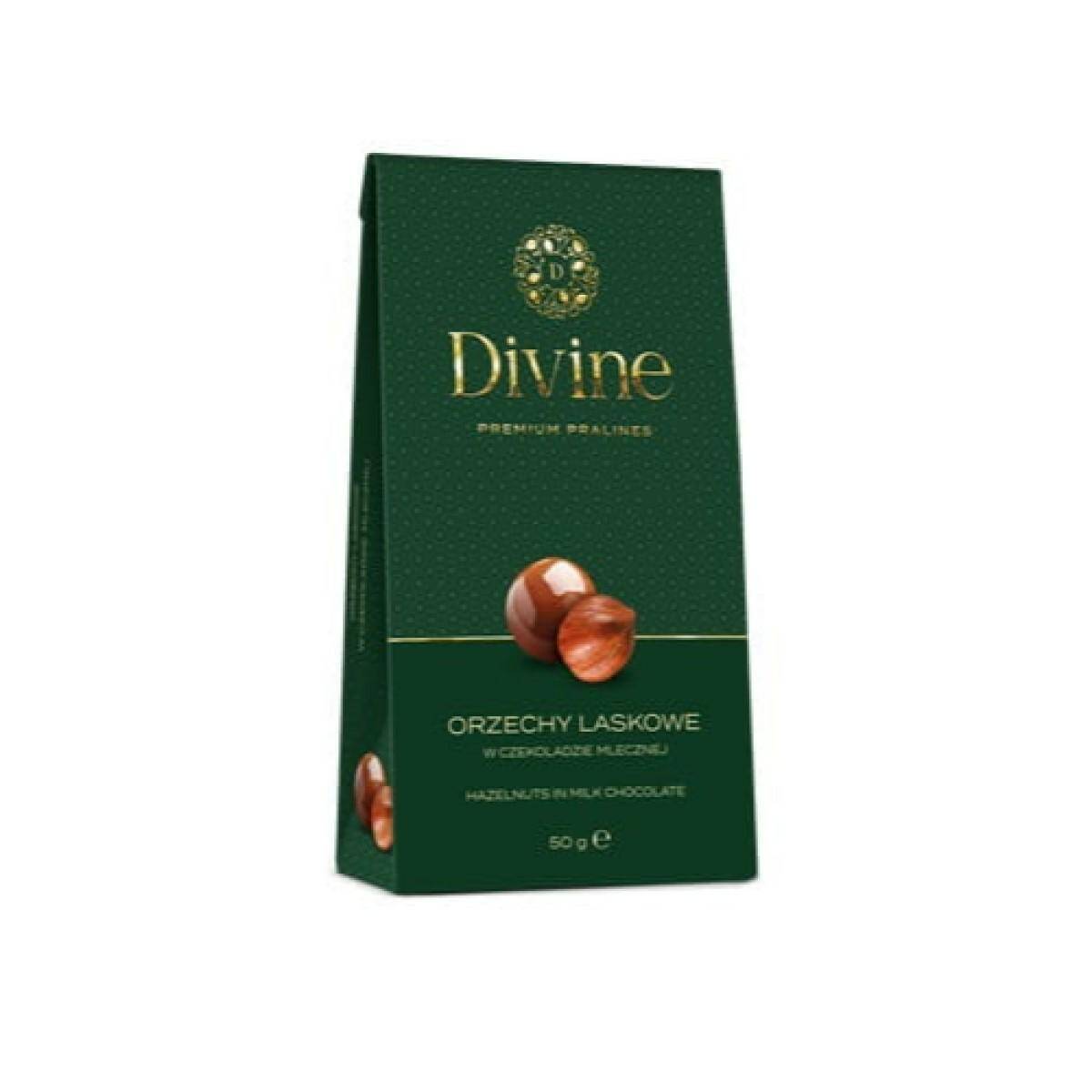 DIVINE orzechy laskowe w czekoladzie mlecznej 50g [8]