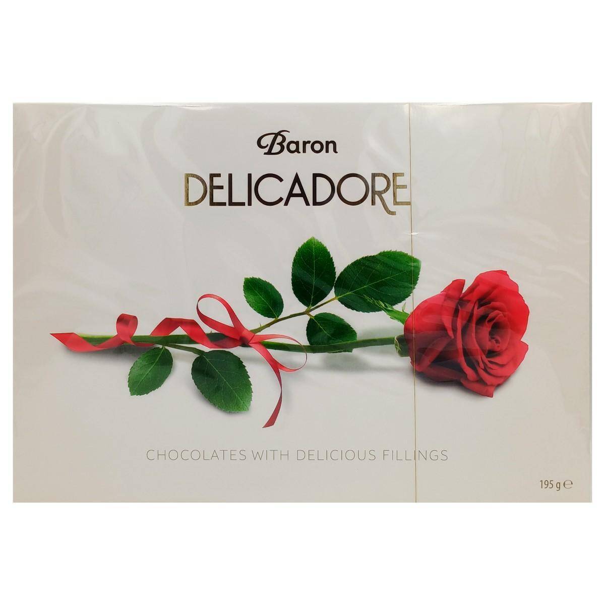 BARON bombonierka DELICADORE delicious (biała róża) 195g [12]