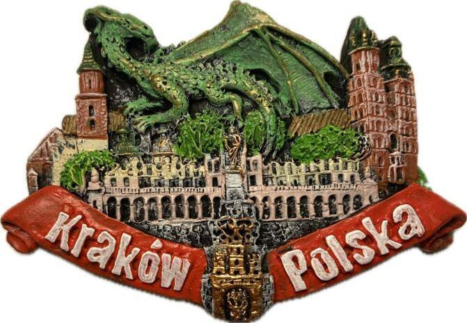 Magnes ręcznie malowany Kraków smok