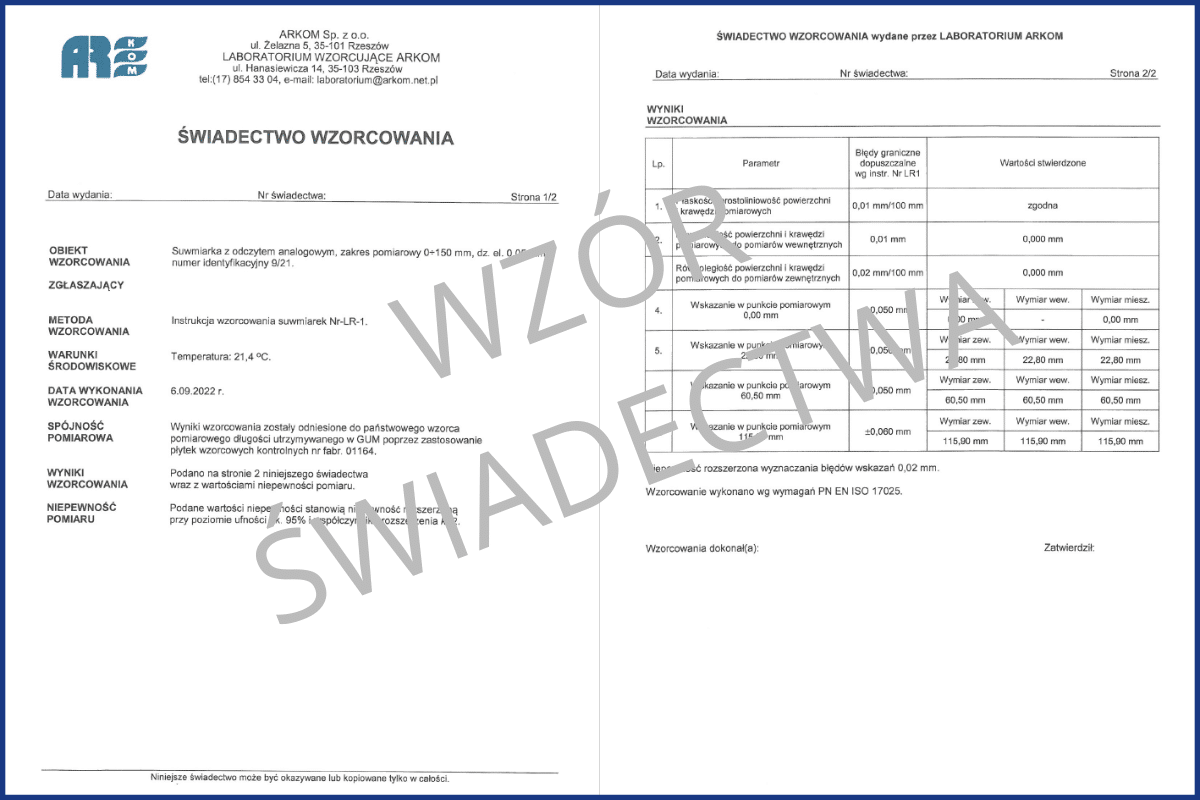 ACCUD suwmiarka analogowa 200/0.05 mm + świadectwo wzorcowania 120-008-14 WZORC (Zdjęcie 2)
