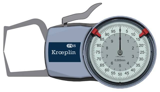 KROEPLIN macki pomiarowe analogowe D110S zewnętrzne 0-10/0,005 mm 854.959