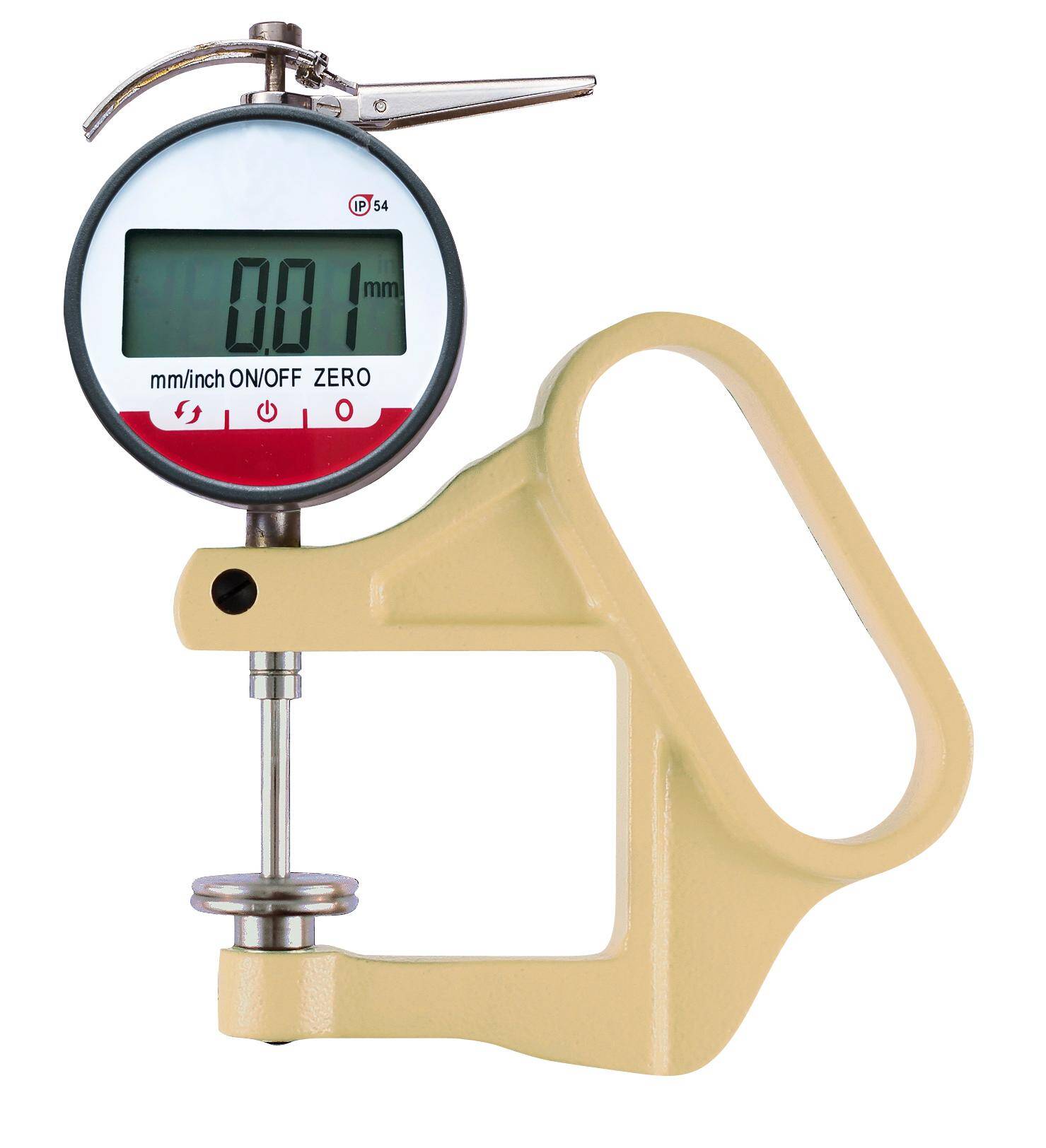WOLF grubościomierz elektroniczny 0-25/0,01mm z płaską końcówką Ø10 mm głębokość pomiaru 50 mm  853.073
