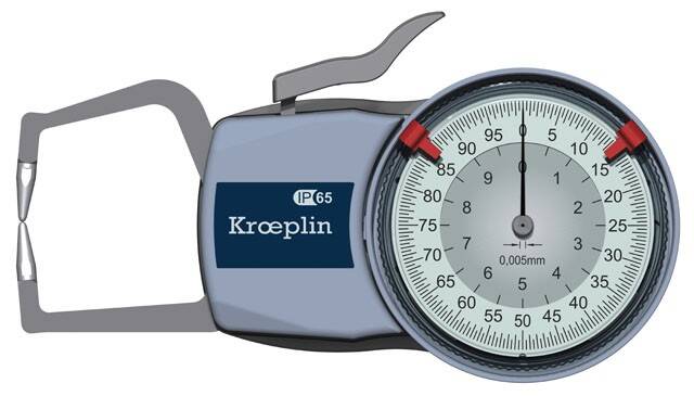 KROEPLIN macki pomiarowe analogowe zewnętrzne 0-10/0.005 mm D110 854.909