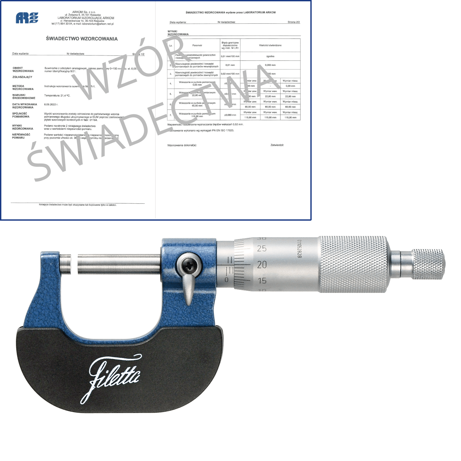 SCHUT mikrometr analogowy 50-75/0.01mm + świadectwo wzorcowania 906.002 WZORC