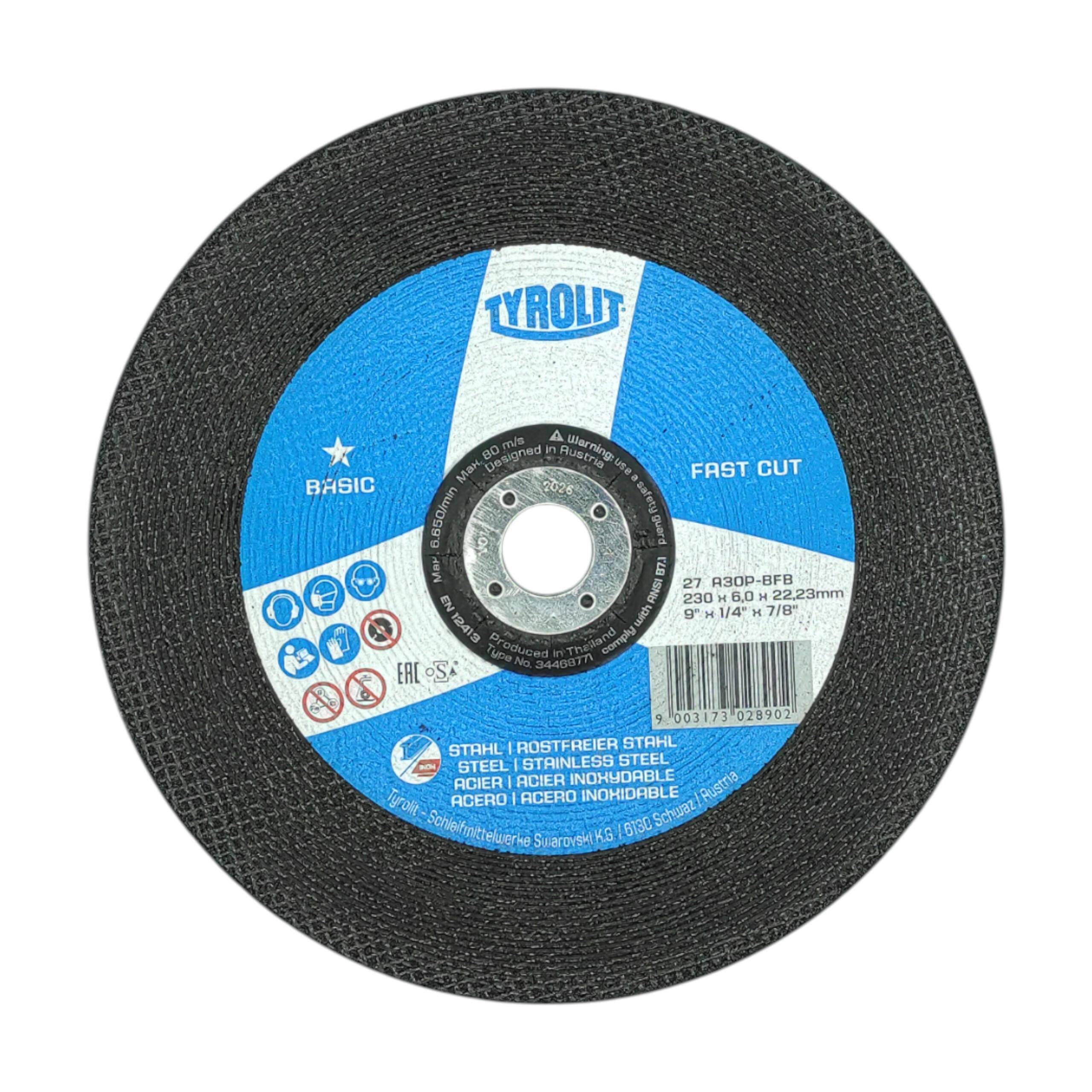 TYROLIT ściernica 27C 230x6x22.23 A30P-BF BASIC INOX (34468771)