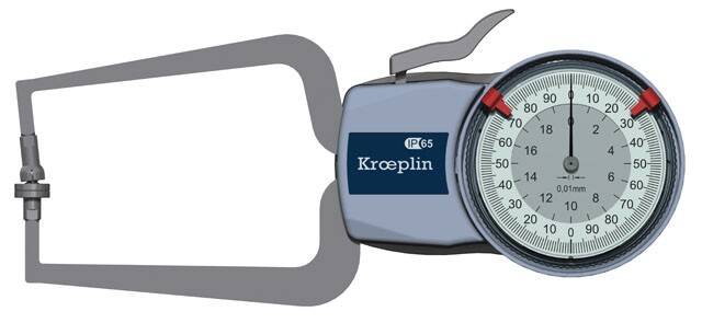 KROEPLIN macki pomiarowe analogowe zewnętrzne 0-20/0.01 mm D220T 854.936