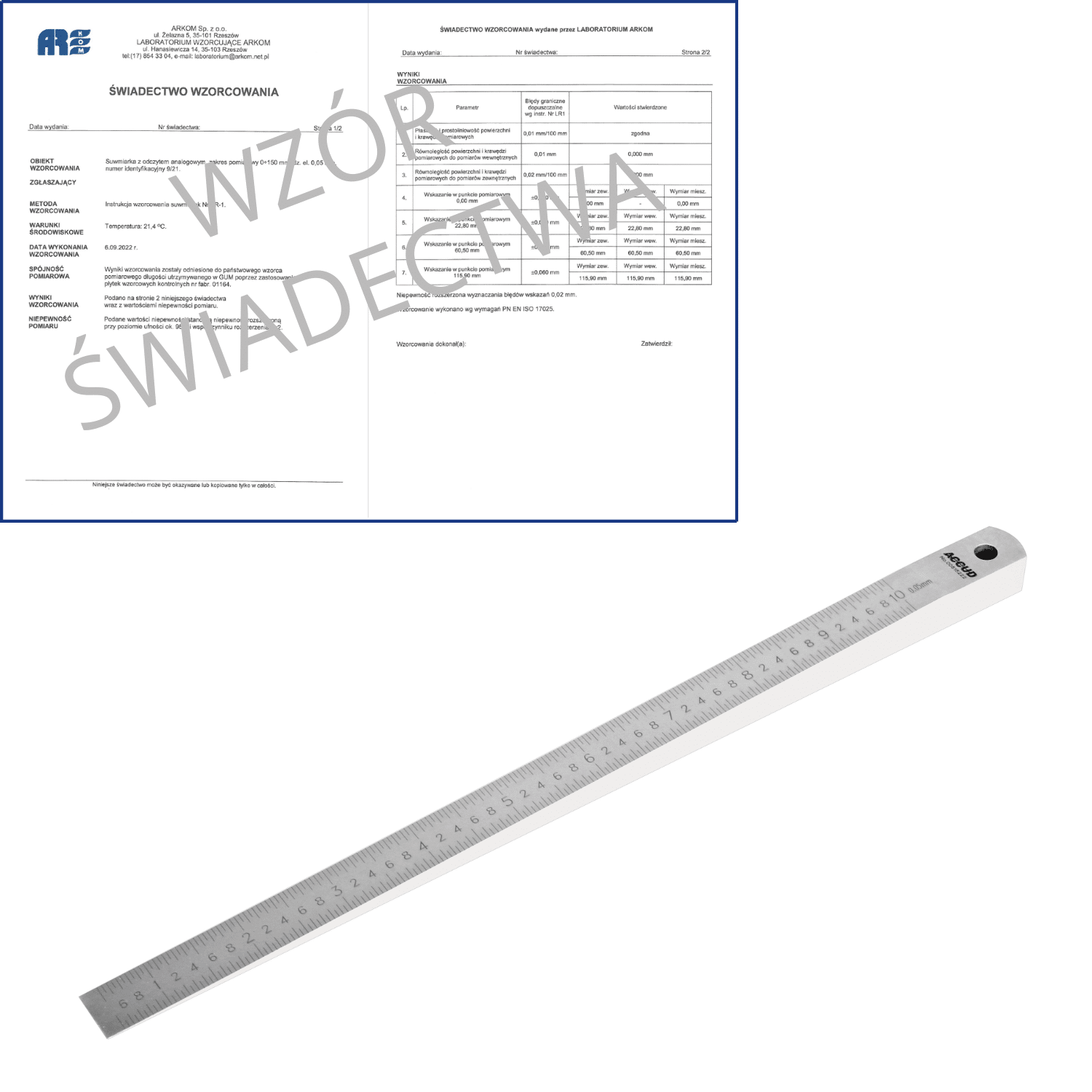 ACCUD szczelinomierz klinowy 0,5-10 mm/0,05 mm + świadectwo wzorcowania 961-010-05 WZORC