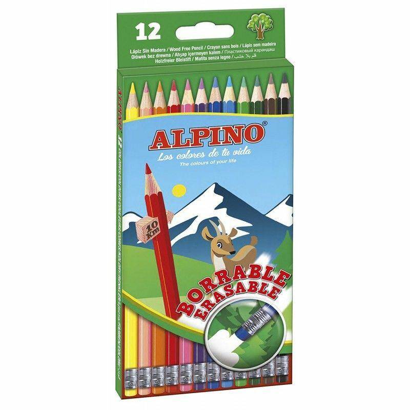 Kredki ołówkowe z gumką 12k Alpino