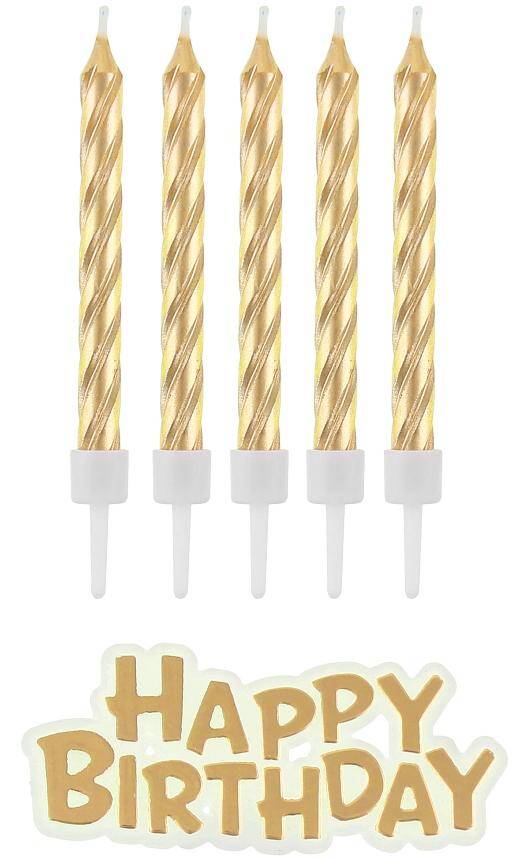 Świeczki B&C Happy Birthday Złote 16zt