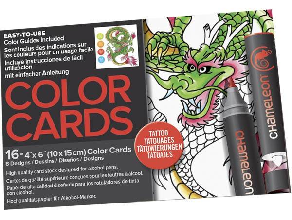 Kolorowanka Color Cards-Tatto Chameleon (Zdjęcie 1)