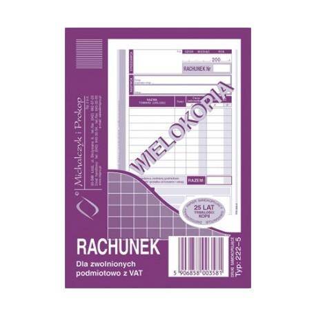 Druk Rachunek Zwolniony  z VAT A6 222-5