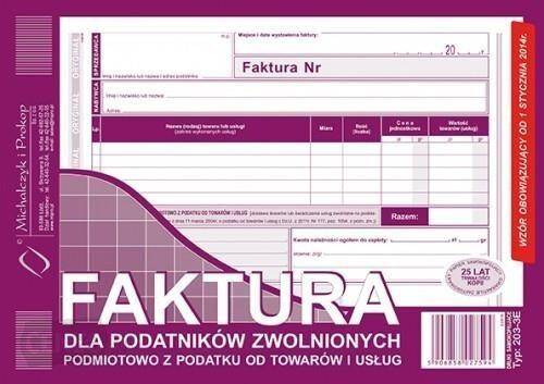 Druk Faktura dla Zwolnionych z pod. A5