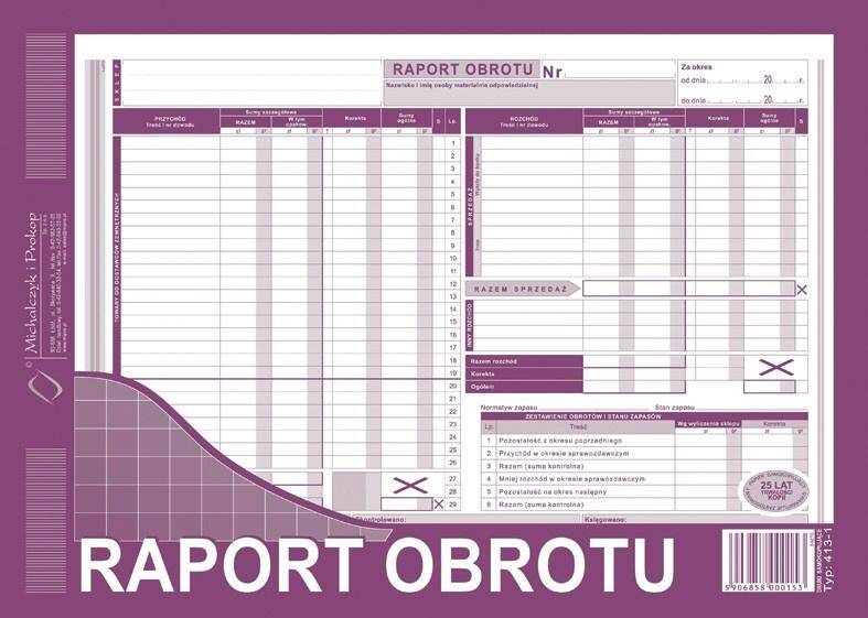 Druk Raport Obrotu A4 413-1