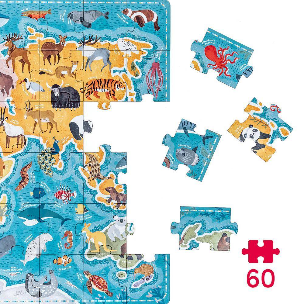 CzuCzu PuzzLOVE Mapa świata zwierzęta