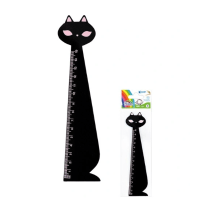 Linijka 15cm drewniana czarny kot