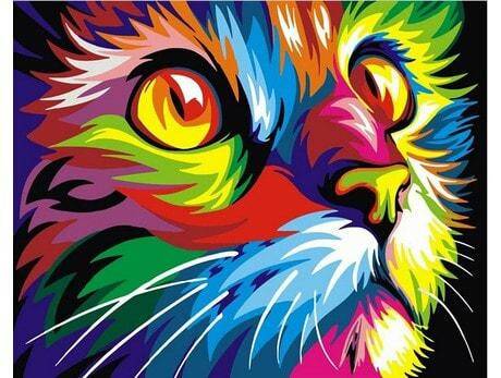 Malowanie po numerach 40x50 Tęczowy Kot