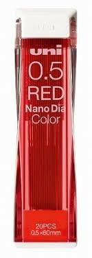 Grafity UNI 0,5mm Czerwone 20 sztuk Nano