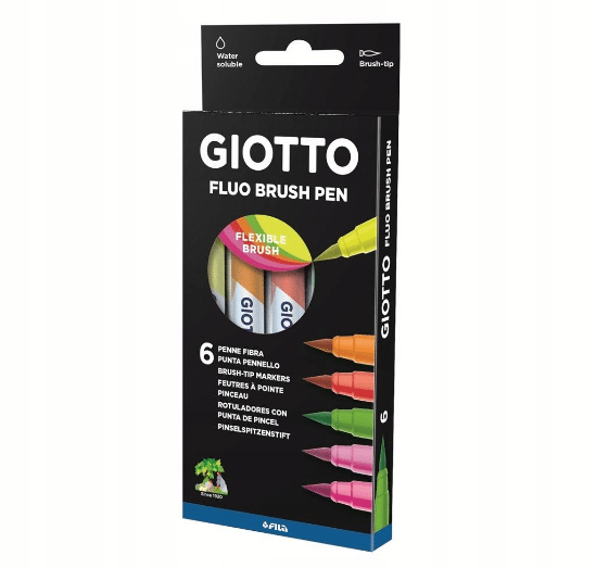 Pisaki pędzelkowe Turbo Soft FLUO 6kol.,