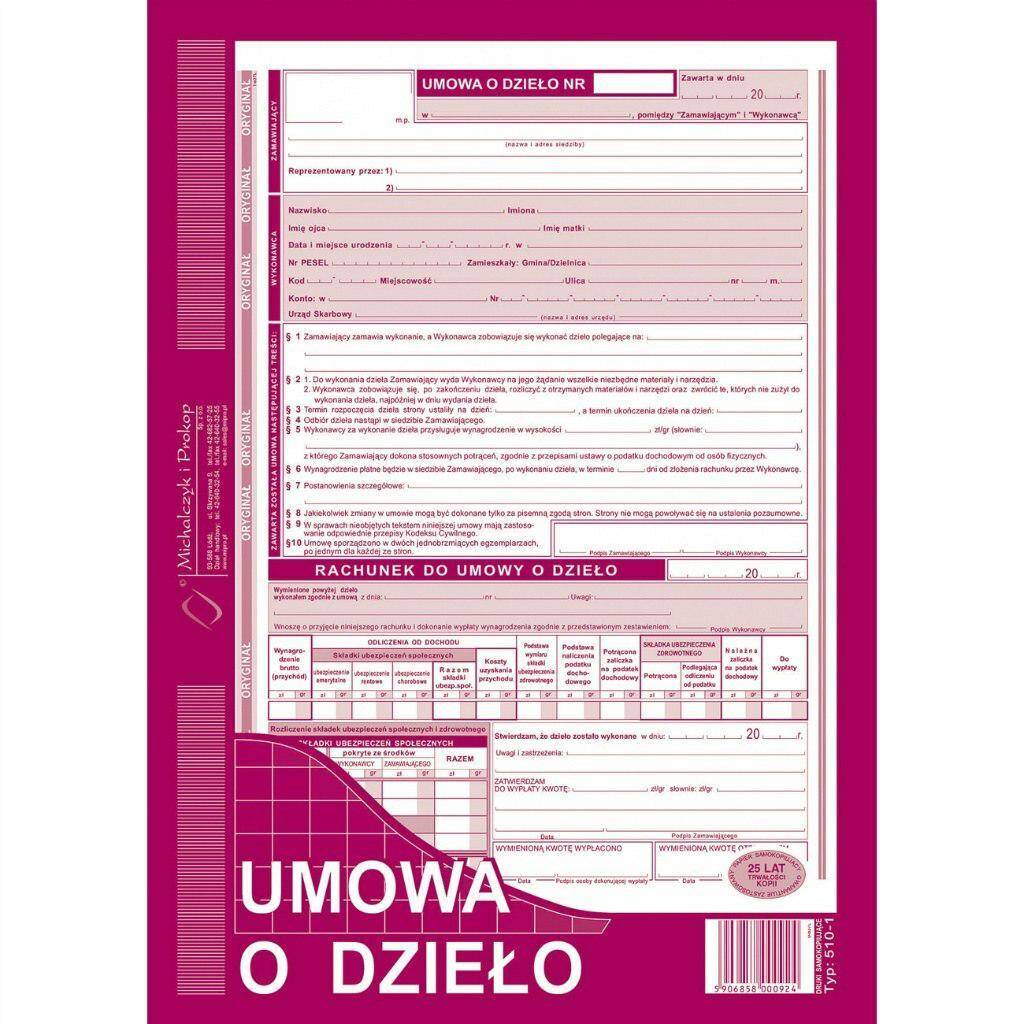 Druk Umowa o dzieło A4 MiP