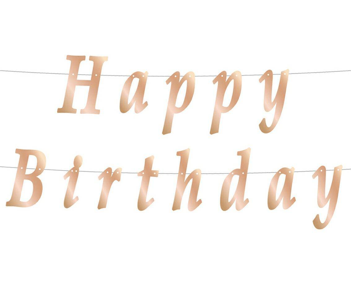 Girlanda Happy Birthday met.różowo-złota