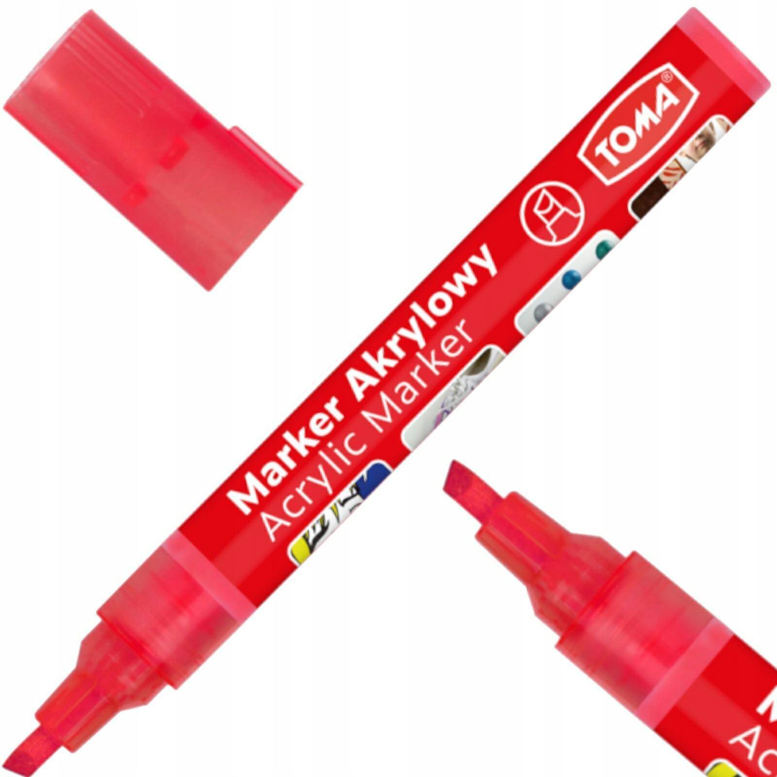Marker akrylowy ŚCIĘTY czerwony Toma