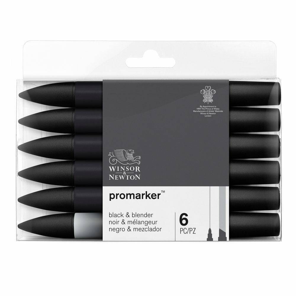 W&N Promarker 6 Black and Blender