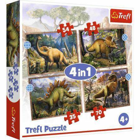 Puzzle 4 w 1 Ciekawe Dinozaury, Trefl
