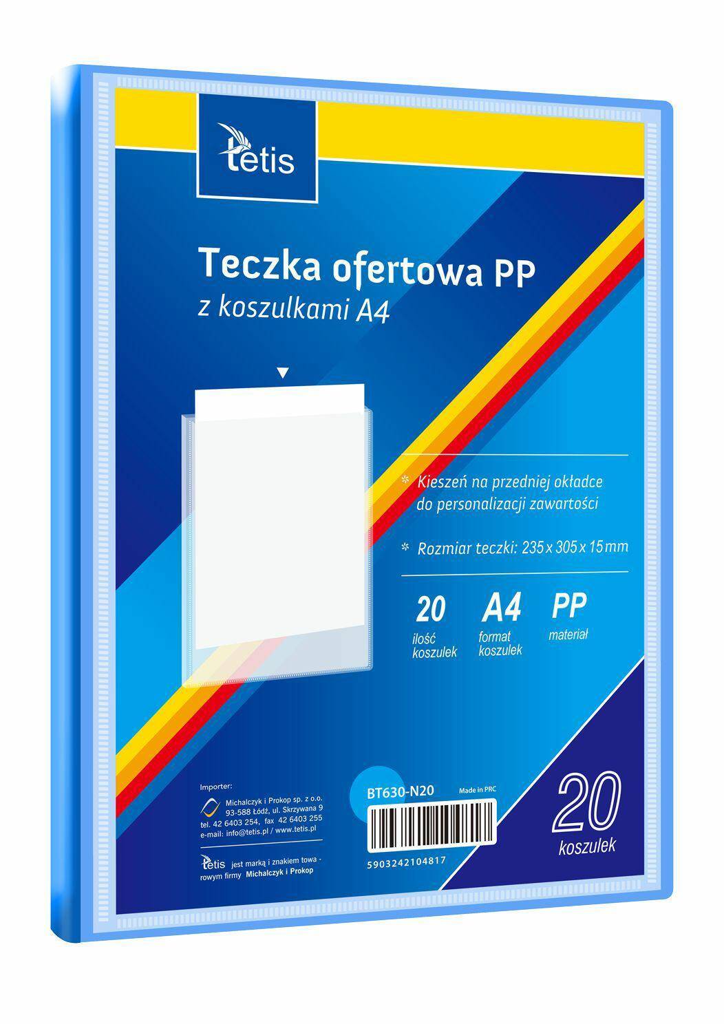 Teczka oferowa A4 PP niebieska 20
